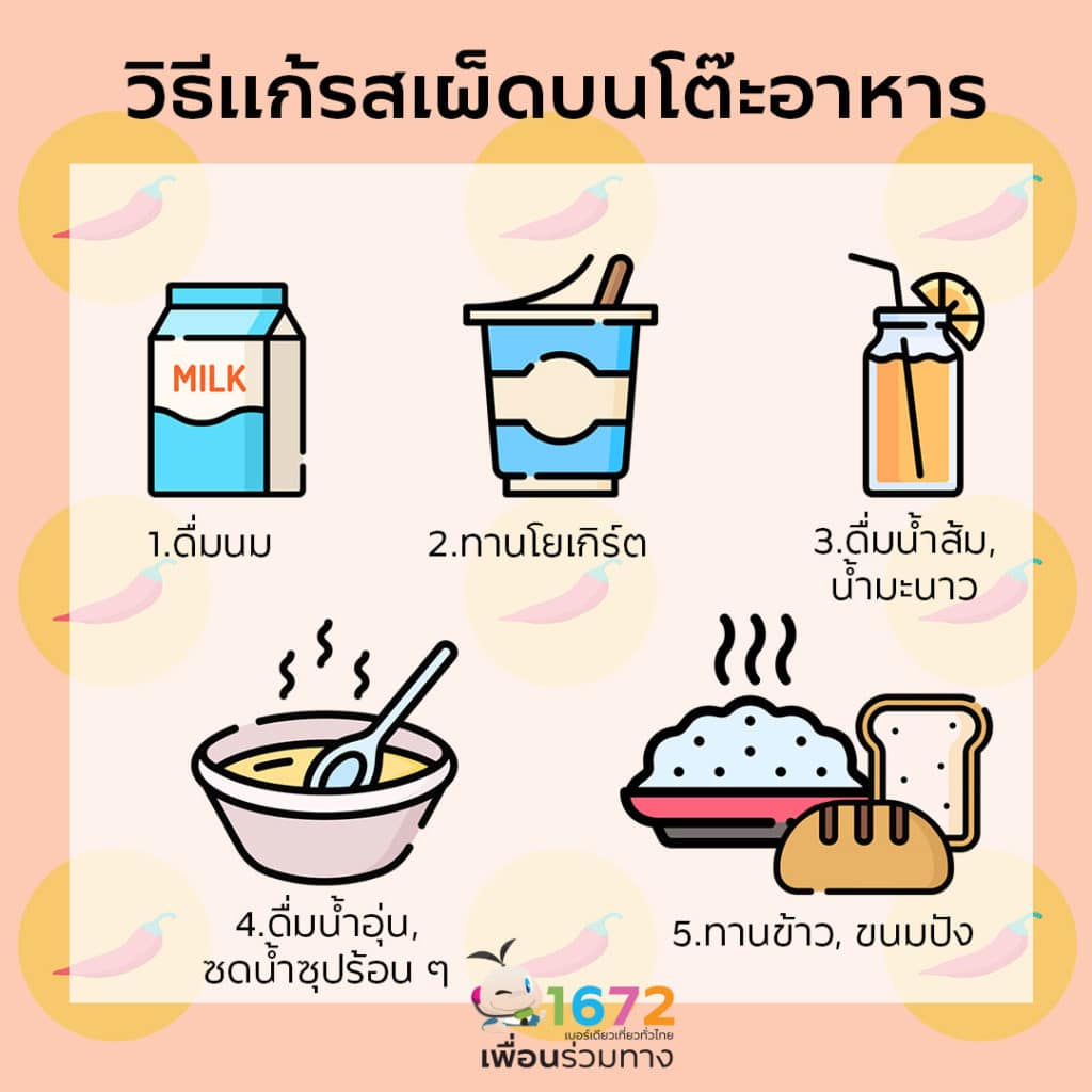 วิธีแก้รสเผ็ดบนโต๊ะอาหาร